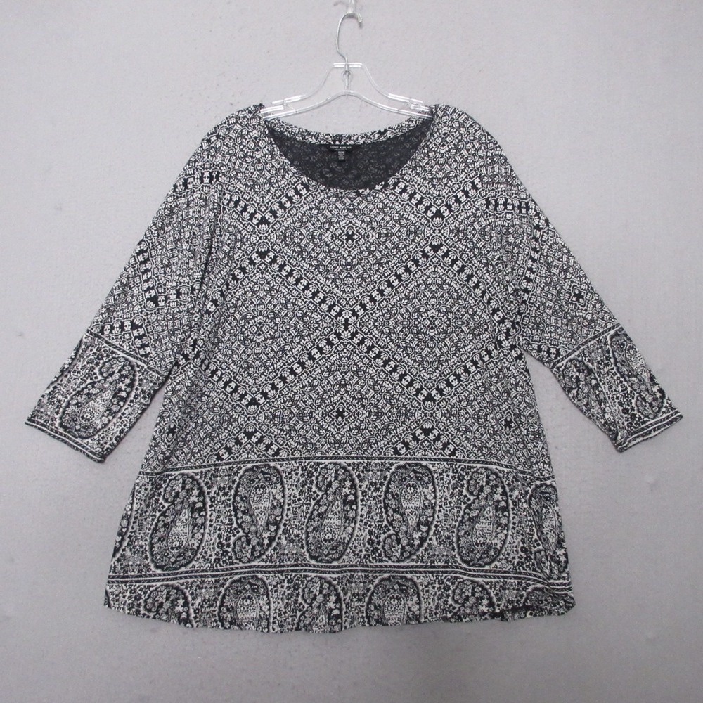 Lucky Brand Top Plus 1X Paisley Boho Peasant Cottage Core Cotton Modal Blend